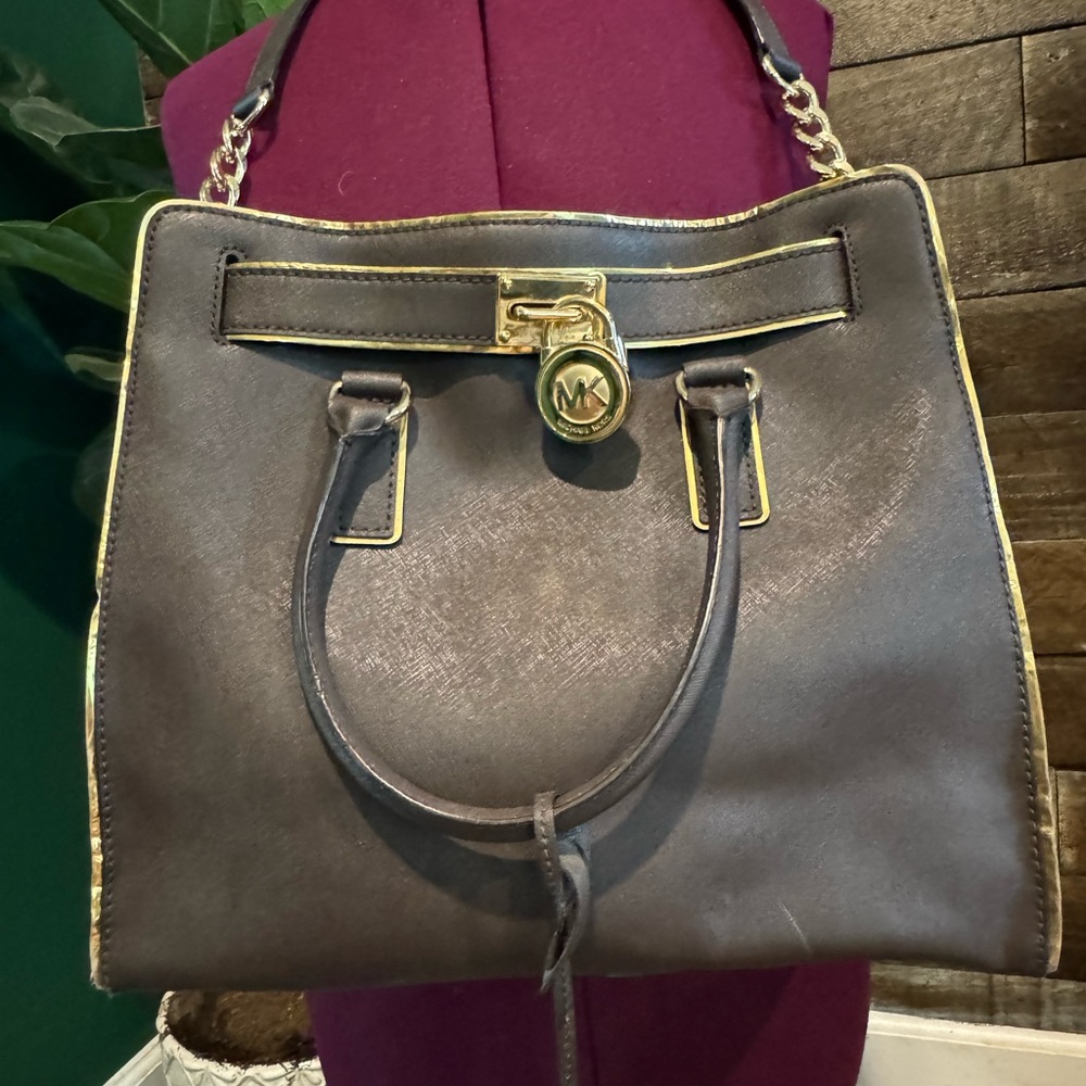Michael Kors brown Satchel with Gold Accents